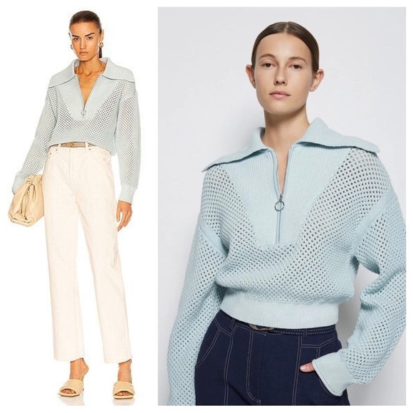 Jonathan Simkhai Sky Blue V-Neck Sweater - Picture 1 of 11